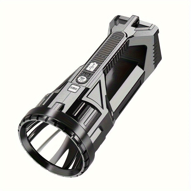 QIIIQ High-Power LED Flashlight with -C Fast, &, Handle & Side Light, Long-Range Bright Beam, Portable Rechargeable Spotlight for Camping, Hiking, Emergency, Search & Rescue - Compatible with -C Devices, Cable Included, Durab