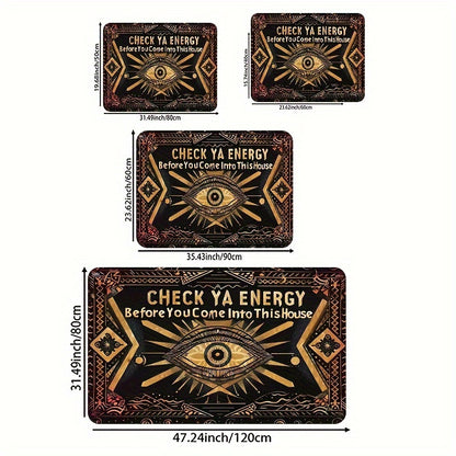 Magic Eye Check Your Energy Door Mat - Rectangular, Machine Washable, 8mm Thick, Soft Non-Slip, Suitable for Kitchen, Living Room, Bedroom, and Entryways