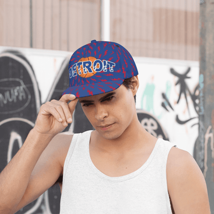 Detroit Camo Print Basketball Cap - Adjustable Snapback Hat with Camouflage, Sporty Urban Style Suitable for Casual Wear, Outdoor Activities & Detroit-Themed Outfits, Camo Hat for Urban Streetwear and Motor City Style