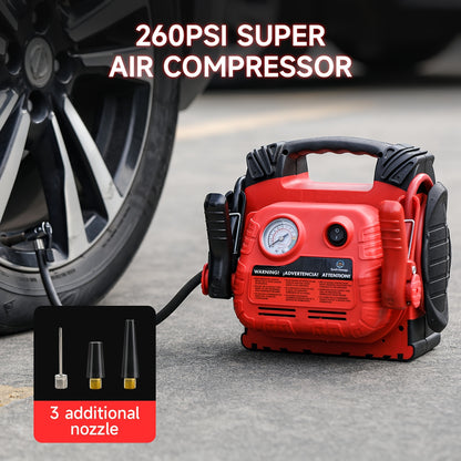 Heavy-Duty 1000A Peak, 12000mAh Fast-Charging Jump Starter with USB/DC Output, Portable Car Battery Booster with LED Light, for Cars, Trucks, SUVs, Boats, RVs - Compatible with Lead Acid/Battery/USB Power - Ideal for Emergenc