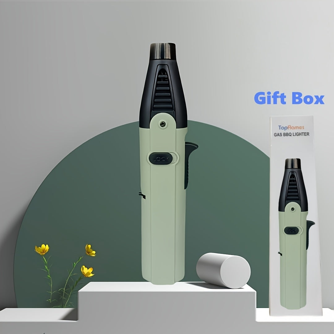 1300° Torch Lighter Featuring a Blue Flame And Safety Lock, a Bright Flame Lighter That Is Refillable with Butane Gas, Designed for Outdoor Use with Windproof Jet Flame, Comes in Gift Box Packaging, Ideal for Candles, Bbqs,