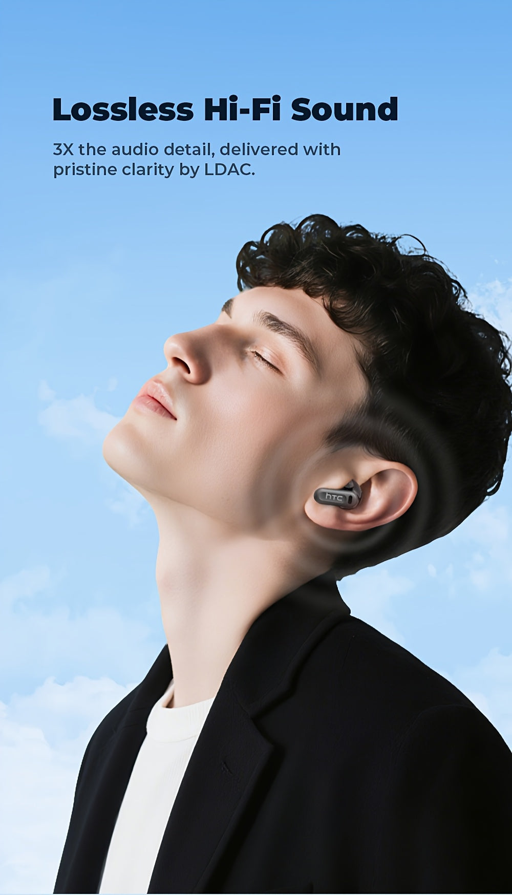 HTC NE20 AI Wireless Translation Earbuds, Supports 134 Languages, HD LED Display & High-Fidelity Sound Quality. Suitable for Office, Exercise, Learning & Voice Calls – Built-in