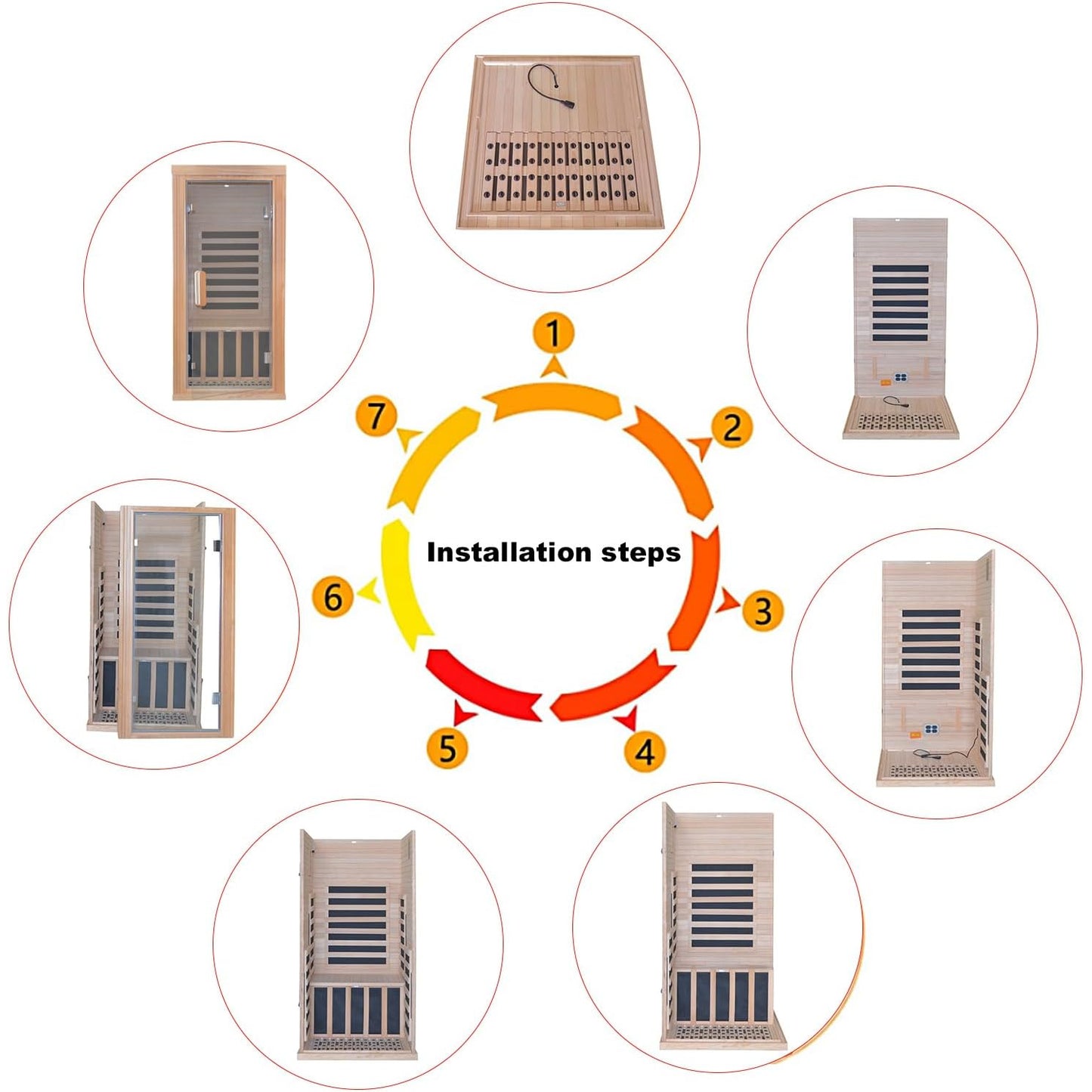 Home Infrared Sauna Room with Graphene Carbon Plate Heater - Canadian Hemlock Wood Cabin, Low-EMF Full-Spectrum, //AUX Stereo & FM Radio, Door & Roof - Portable Indoor Sauna for Spa,