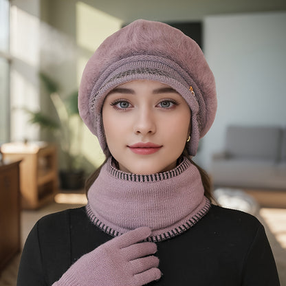 1pc Women's Winter Warm Ears- -like Hat with Elastic - Adjustable Toggle Closure, Soft Beige/Brown Tassels - Lightweight Warm for Elderly/Grandmothers/Mothers - Christmas/Hiking/Running - European-Inspired Gift (