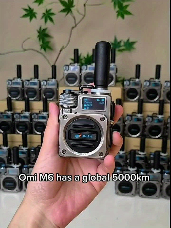 Omi Smart M6 Card Slot Global Intercom, Unlimited Distance 5000km Call Range, Metal Body, Shockproof and Drop-Resistant, HD Blue Screen, 5-Day Long Standby, 8K Intelligent Noise-Cancelling Speaker, Mini Design, Offroad Commun