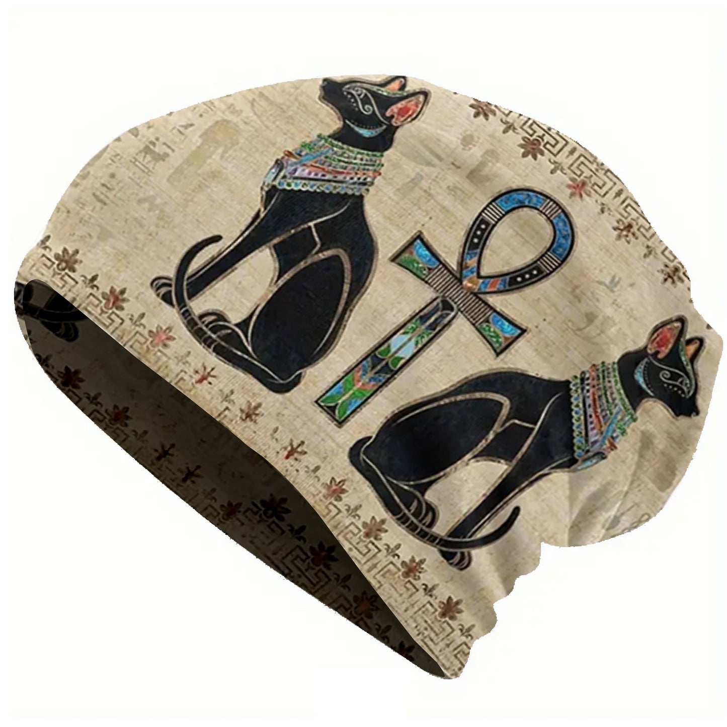 1pc Egyptian Thin Hat Hip Hop Hat Men's Warm Ancient Egyptian brimless beanie Retro floral print Fashion print thief hat - Fashionable men - Warm, durable and fashionable - Iconic artwork design