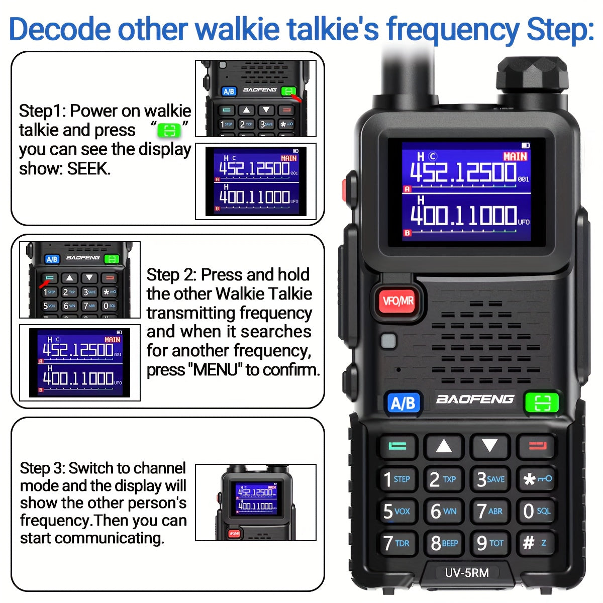 Baofeng UV-5RM Long Range Walkie Talkie, 10W High Power, Dual Band (UHF/VHF), 6-Band FM Radio, Rechargeable Battery, Clear Communication Up To 10 Miles, Compact & Durable Design Portable Radio, Sturdy Build, Intercom System,