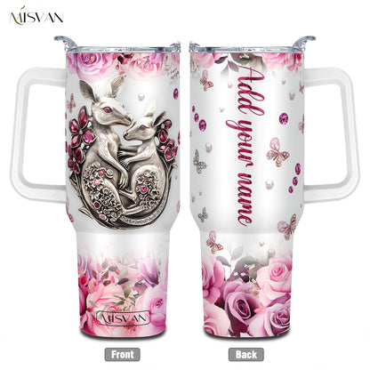 1pc Customized Name Stainless Steel Tumbler | 20oz/22oz/40oz Insulated Water with Lid, Reusable, Round Shape, 304 Stainless Steel, Ideal for Easter, Thanksgiving, Father'S Day, Mother'S Day, Graduation, White Diamond Butterfl