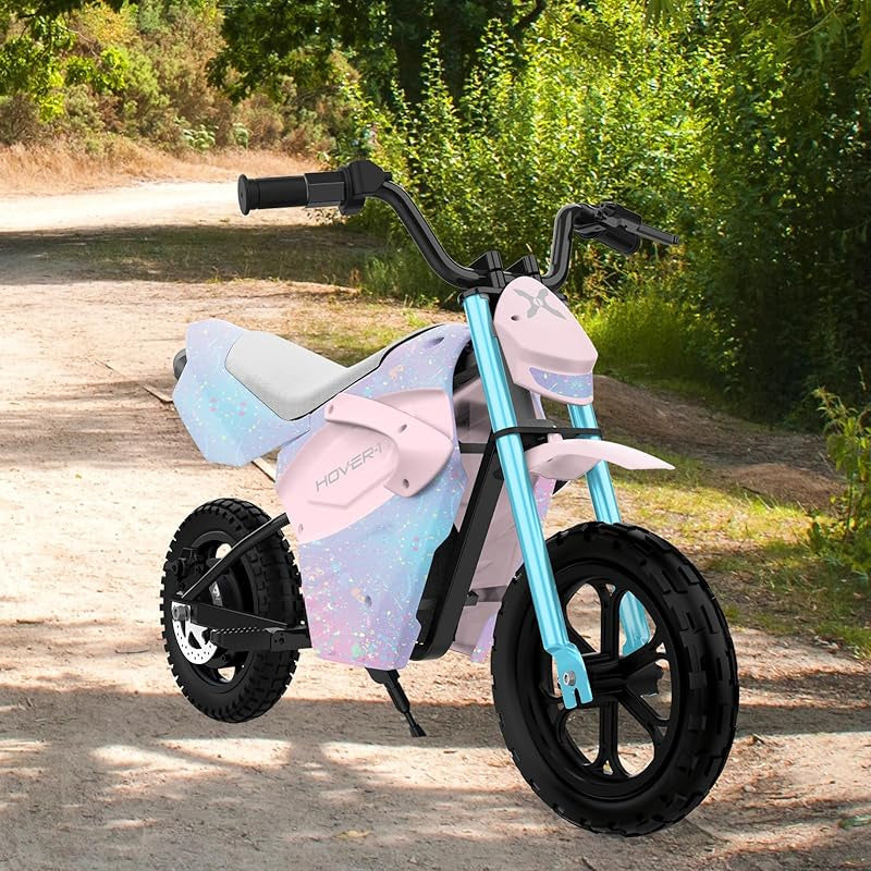 Hover-1 My First Dirt Bike for Kids - 300W Motor, 9MPH Max Speed, 9 Mile Range, 12" Off-Road Tires, 120LB Max Weight, Twist Grip Throttle & Rear Disc Brake Electric Dirt Bike for Kids Ages 5+ Years