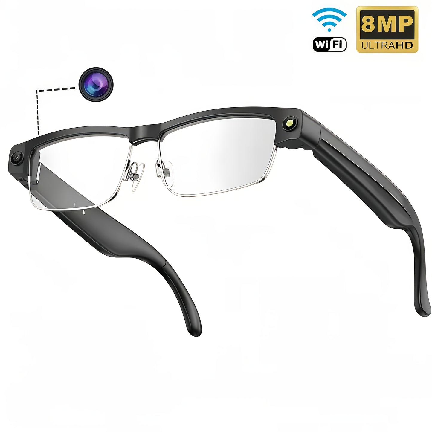 AI Smart Glasses, Equipped With An 8-megapixel Camera, 1080P High-definition Video Recording, Wireless Connection And Wi-Fi Transmission, AI Chat And ChatGPT Model - Wireless Call Music Playback, Real-time Translation Device,