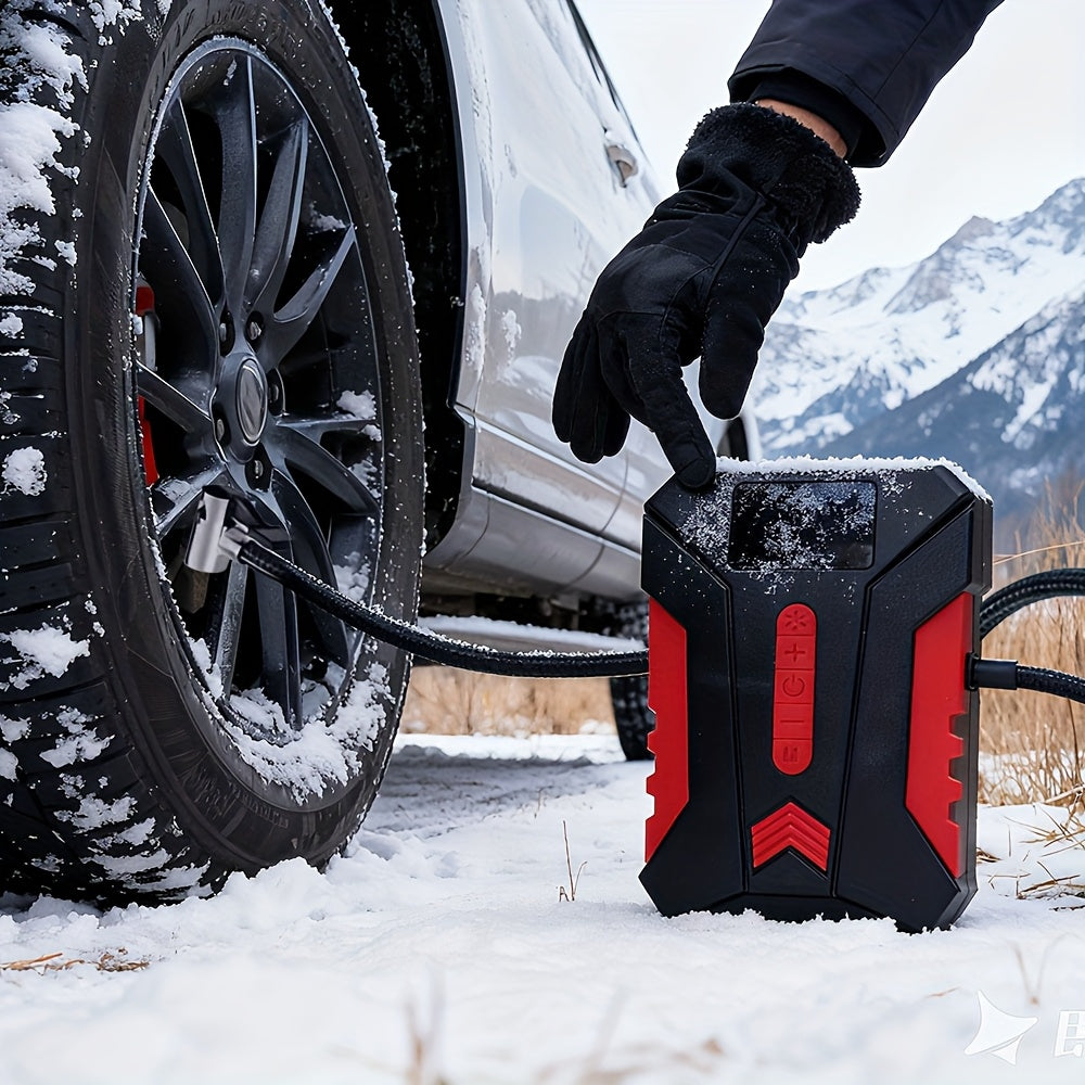 12000A Peak Car Emergency Starter & 250PSI Portable Tire Inflator, 12V (Allgas/ 2.11 Gallons Diesel) Quick Start Vehicle, Portable Car Battery Charger, USB Input/ Output, LED Emergency Light, Auto Additions Tool