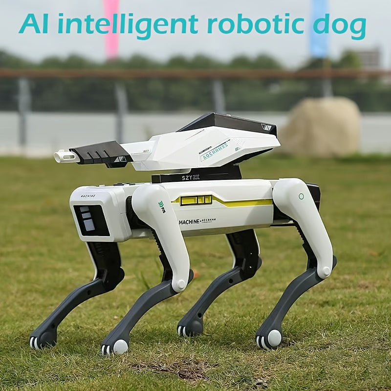 Smart Robot Dog, Remote Control Toy Robot Dog with Water Cannon Launch Pad, Programmable, Voice, Dance, Music, Can Be Controlled by Remote and Mobile Phone APP, Ideal Birthday Gift for Children