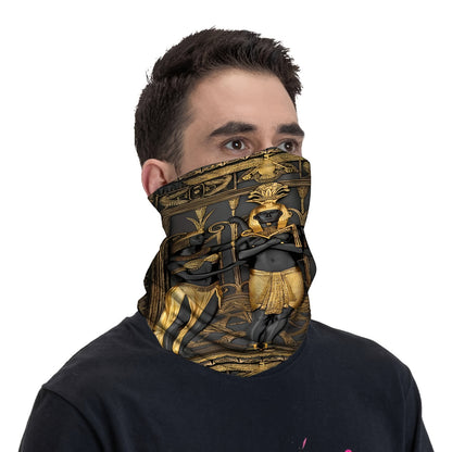 Egyptian Hieroglyphics Print Scarf & Mask - Ancient Egyptian Gods & Pharaohs Design, Breathable All-Over Print, Unisex Neck & Head Wrap for Men & Women, Machine Washable, Themed Parties, History Buffs, Cultural Gift (Anubis,