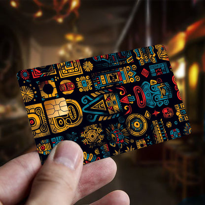 Mythical Mayan Totem Stickers, Featuring 4 Unique Designs, Durable Privacy Stickers Made of PVC Material, Suitable for Credit Cards, Transit Passes, Debit Cards, Keys, and More, Protects Bank Cards, Perfect as Party Favors an
