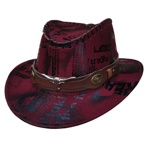 Western Cowboy Hat - Wide Brim, Breathable Red Hat for Rodeo, Western Events, Halloween, Costume Parties - Vintage Western Style with Drawstring Closure - Ideal for Men & Women, Outdoor, Rodeo Accessory, Fashionable Headwear,