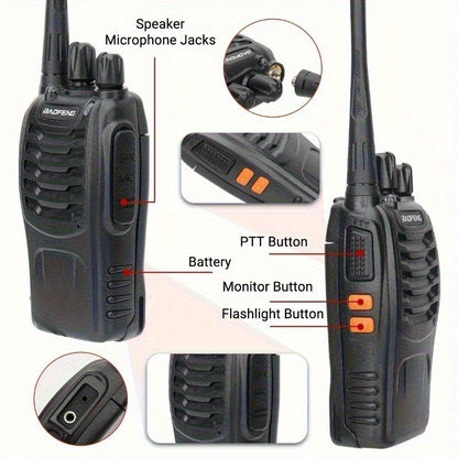 2 Pack Professional Two-Way Radios Long Range 16-Channel Handheld Walkie Talkies with Dual-Band FM, - Li-ion, Microphones & Headsets Included, 4-Way Rocker Switch, 16-Channel Scanning, 2-Tone Signaling, Compatible with Progra