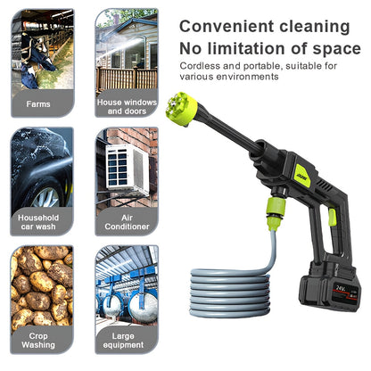Cordless High-pressure Car Wash Water Gun, 6-in-1 Nozzle And Bucket, Portable High-pressure Electric Car Wash Machine for Car, Courtyard, Garden And Outdoor Cleaning, Garden Cleaning Tool, Multi-functional Cleaning Tool, Car