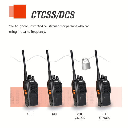 [Walkie Talkie | Portable] Buy 2 Get 2 Free Portable Walkie Talkies | 16 Channels Rechargeable Handheld Two Way Radios | Long Range for Adults with Earpieces, Outdoor Equipment Supports Camping Hiking Hunting