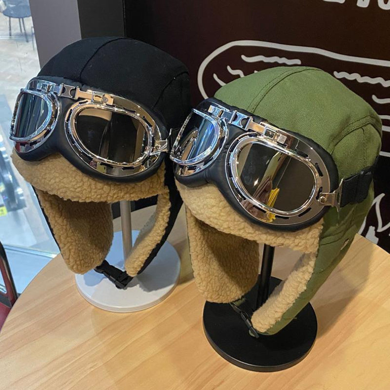 Unisex Winter Outdoor Hat with Goggles, Thickened Lining and Warm Ear Flaps for Cycling Ski Activities, Winter Hats For Men, Winter Hats For Women, Snow Hat, Winter Thermal Hat, Winter Goggles, Ski Helmet With Goggles, Winter
