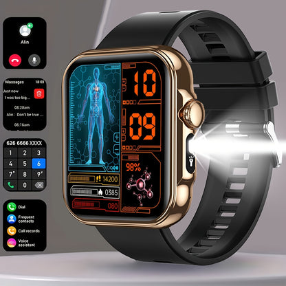 COIUSOR Smartwatch 2.01" HD Display, Wireless Calls & Information Sync, 100+ Sports Modes, Pedometer, Black Silicone Strap, Android/iOS Compatible, USB Rechargeable, Modern Digital Dashboard - Perfect Gift for Men & Women, Ou