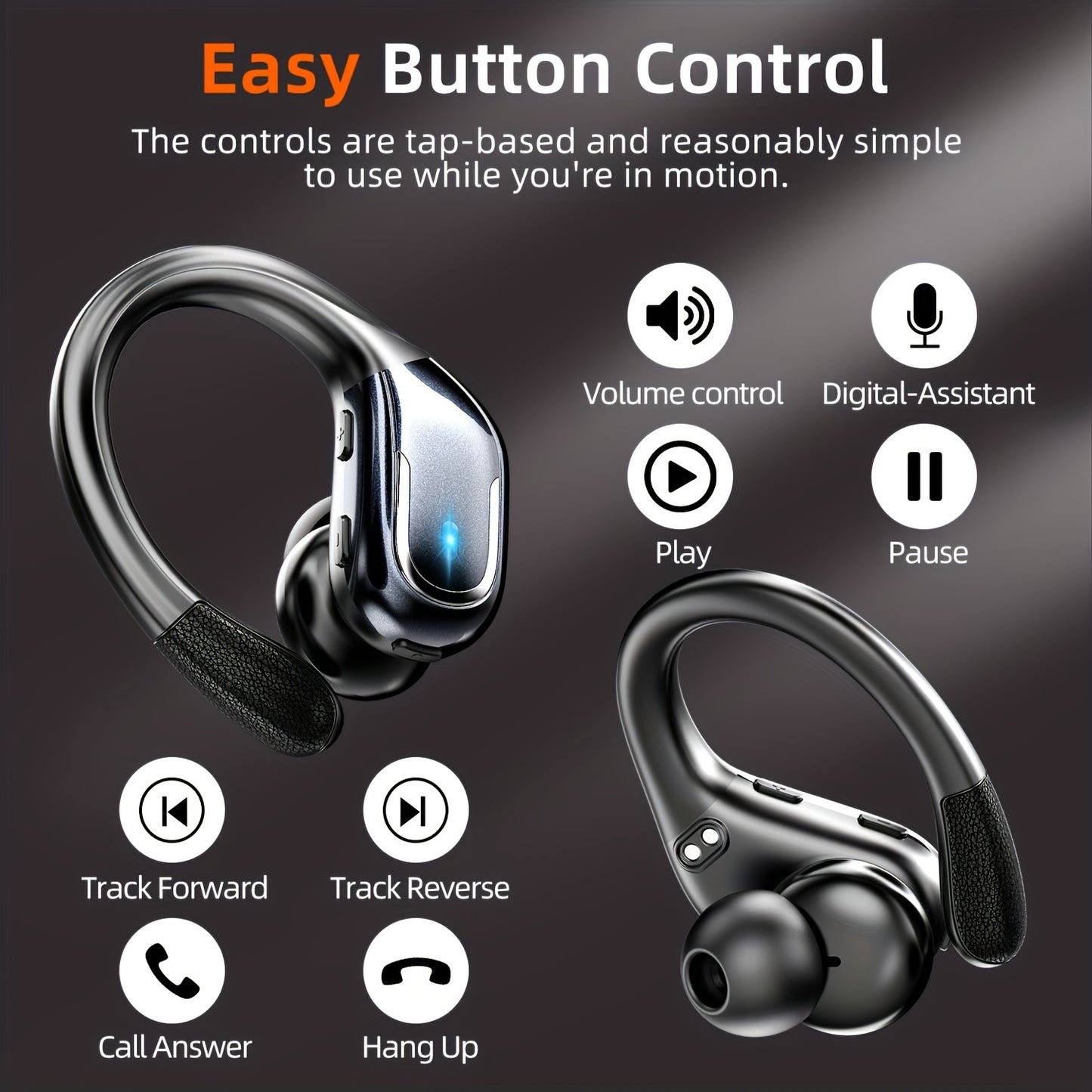 [Pure Bass Sound] LIFEBEE Wireless Earbuds | Earphones with Earhooks | Pure Bass Sound | ENC Noise Cancelling | Dual-LED Display | Built-in Microphone