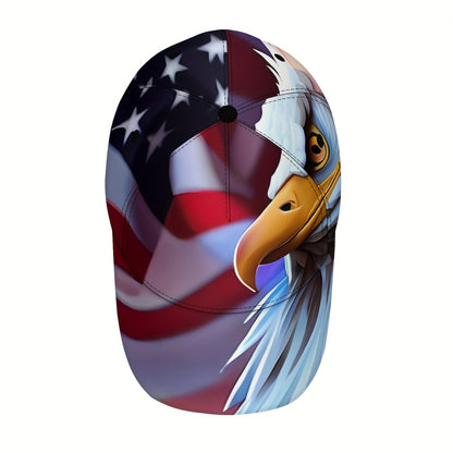 Ideal Valentine's Day Gift - 1pc Baseball Cap - Eagle Head & American Flag Design - 100% Polyester - Breathable & Lightweight - Adjustable Sports Cap for Outdoor Activities, Skateboarding, Cycling - Machine Washable