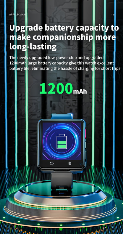LOKMAT APPLLP 2 MAX Android Smart Watch Phone with 4G/5G, Dual SIM,, Dual Camera, Android 11 OS, Slot & Memory Card Compatible, Smartphone-Watch Hybrid for Calling, Tracking (Compatible with Android/ Apps)