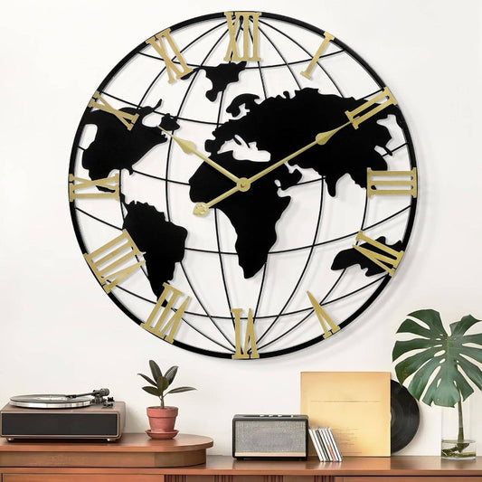 Large Wall Clock 16 Inch Modern Silent Non-Ticking Big Face Easy-Read Hands - Frame Irregular Large Contemporary Clock for Living Room, Bedroom, Kitchen, Office - Minimalist Decor for & School Timepiece