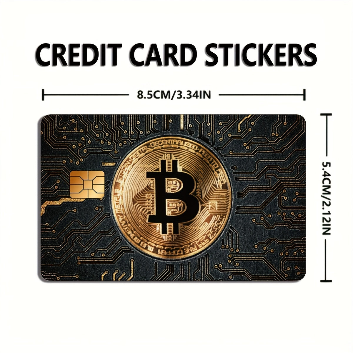 Bitcoin Pattern Sticker, Black Golden Color, Technology Circuit Board, Durable Privacy Sticker, Made of PVC Material, Suitable for Credit Cards, Transportation Cards, Debit Cards, Keys, and More, Protects Bank Cards, Perfect