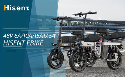Hisent 740W Folding Electric Bike Is Suitable for Both Adults And Teenagers.14" Tires, 740W Brushless Motor, 48V 6A/10A/15A/17.5A Lithium Battery, Range Of 8-35 Miles, Multiple Shock Absorbers, Alloy Steel Frame, LCD Display
