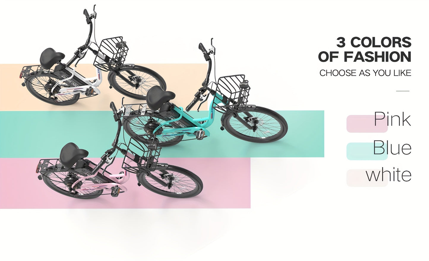 350-500w Powerful Motor, 20-26MPH Commut Erelectric Bike, LCD Display, 7 Speed Shift Adult Electric Bicycle, 36V 10.4A Lithium Battery, 24-inch Wheels, Aluminum Alloy Body, Front Fork Shock Absorber, Headlights, Night Driving