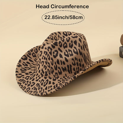 1/2/3pcs Western Cowboy Hats for Men & Women - Classic Minimalist Leopard Print Wide-Brim Cowboy Hats
