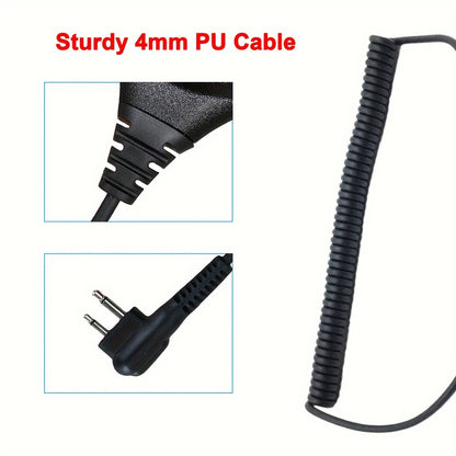 1pc RELITAKS Dual PTT Walkie Talkie Handset, 0.5W Analog Wired Communication, ABS Material, Non-Waterproof, 360° Rotating Clip, Compatible with Motorola Radios, Use Distance Under 1.5km - No Battery Included