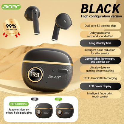 ACER TWS Wireless Earbuds with Deep Bass Stereo + Call Noise Cancellation, Long-Lasting Comfort, HIFI Sound, Lightweight Touch Design, Classic Retro Style, Non-Painful Wear for Sports, Running, Learning, Business, Music - Chr