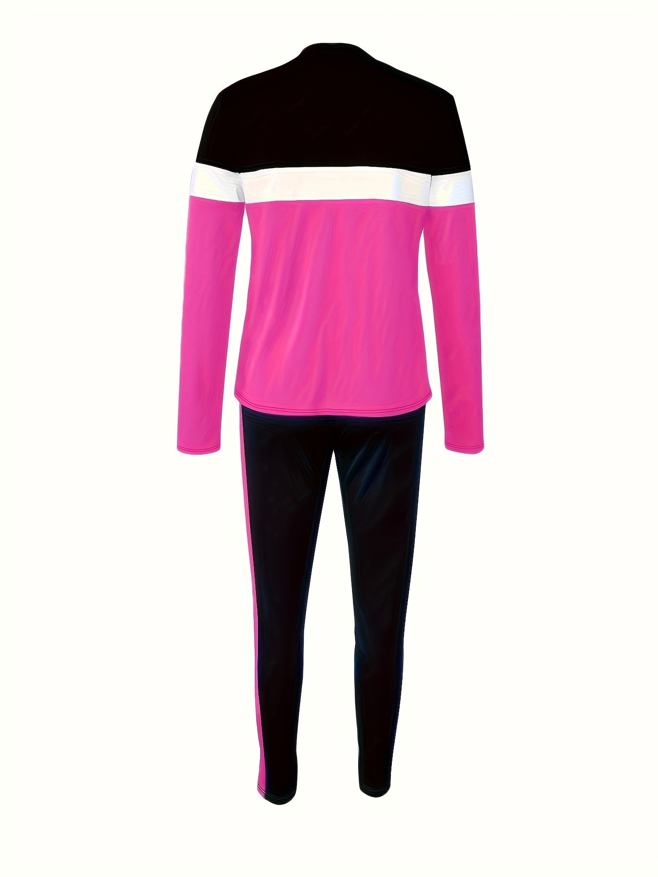 Women's Casual Suit with Color Block and Letter Print, Workwear Set, Casual Attire, Geometric Pattern, Trendy Fashion, Durable Material, Comfortable Fabric, Stylish Ensemble, Matching Set, Urban Style, Fashion Women