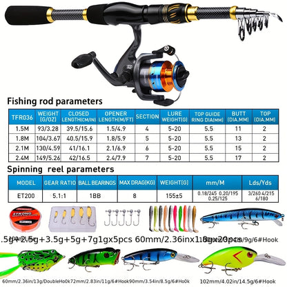 Full-Size Sea Fishing Rod: 1.5/1.8/2.1/2.4m Casting Rod with Reel & Bag – Long-Range Offshore Gear, Offshore Fishing, Saltwater Fishing, Compact Design, Portable Setup, Corrosionresistant, Sturdy Reel, Fishing Set, Complete