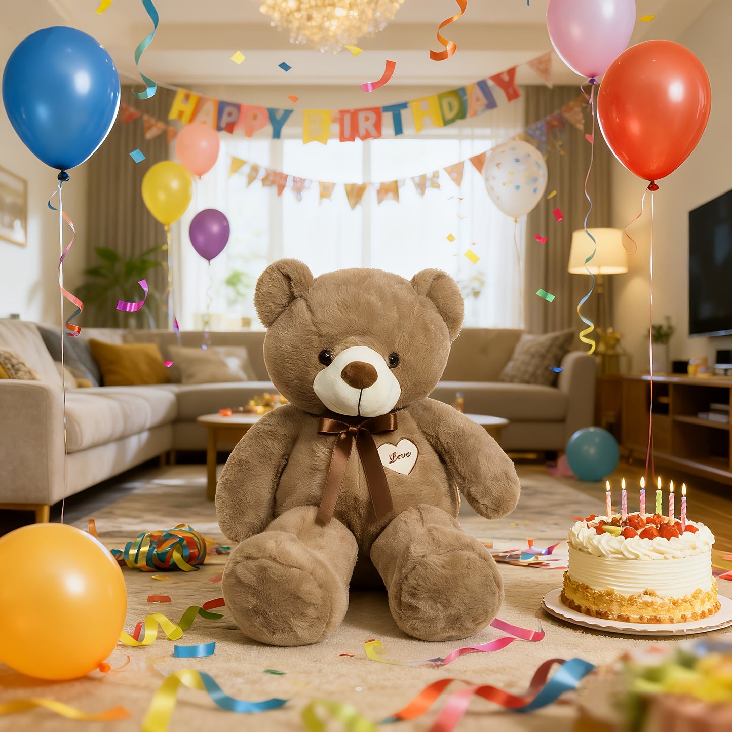 47inch 55inch Big Teddy Bear Stuffed Animal Giant Teddy Bear with Love Heart Large Plush Toy Huge Soft Doll Gift for Kids Girls Girlfriend on Birthday Valentine'S Day Christmas
