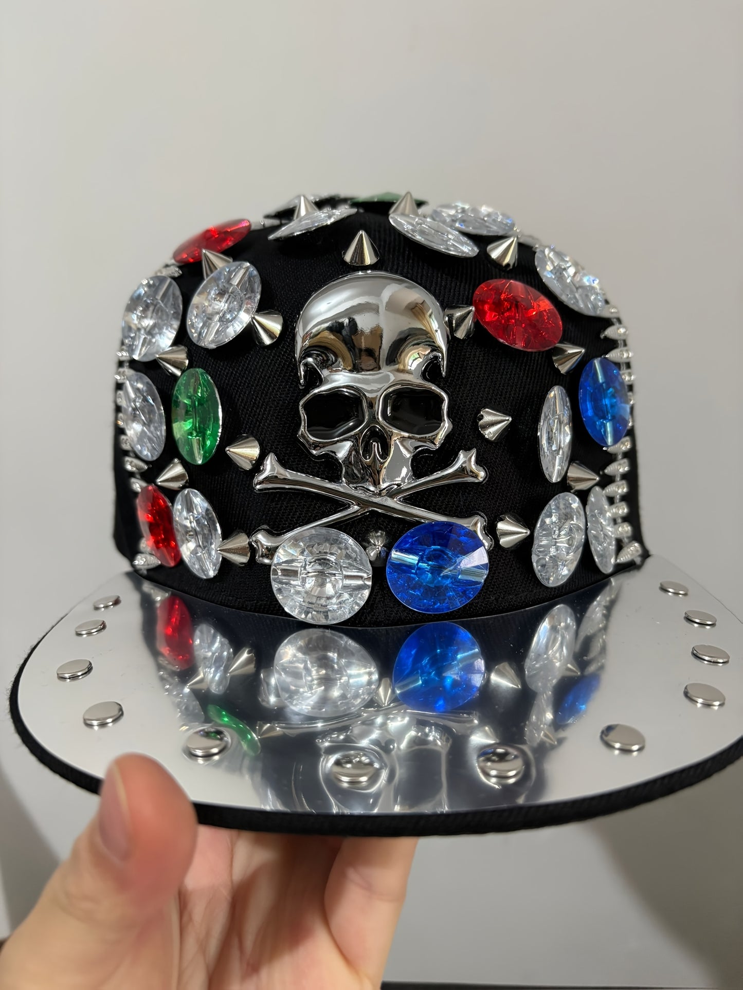 Unisex Stylish Rhinestone "KING" Baseball Cap - Lightweight Polyester, Black with Sparkling Embellishments, Perfect for Casual Outings and Parties, Statement Fashion | Edgy Baseball Cap | Metallic Accents