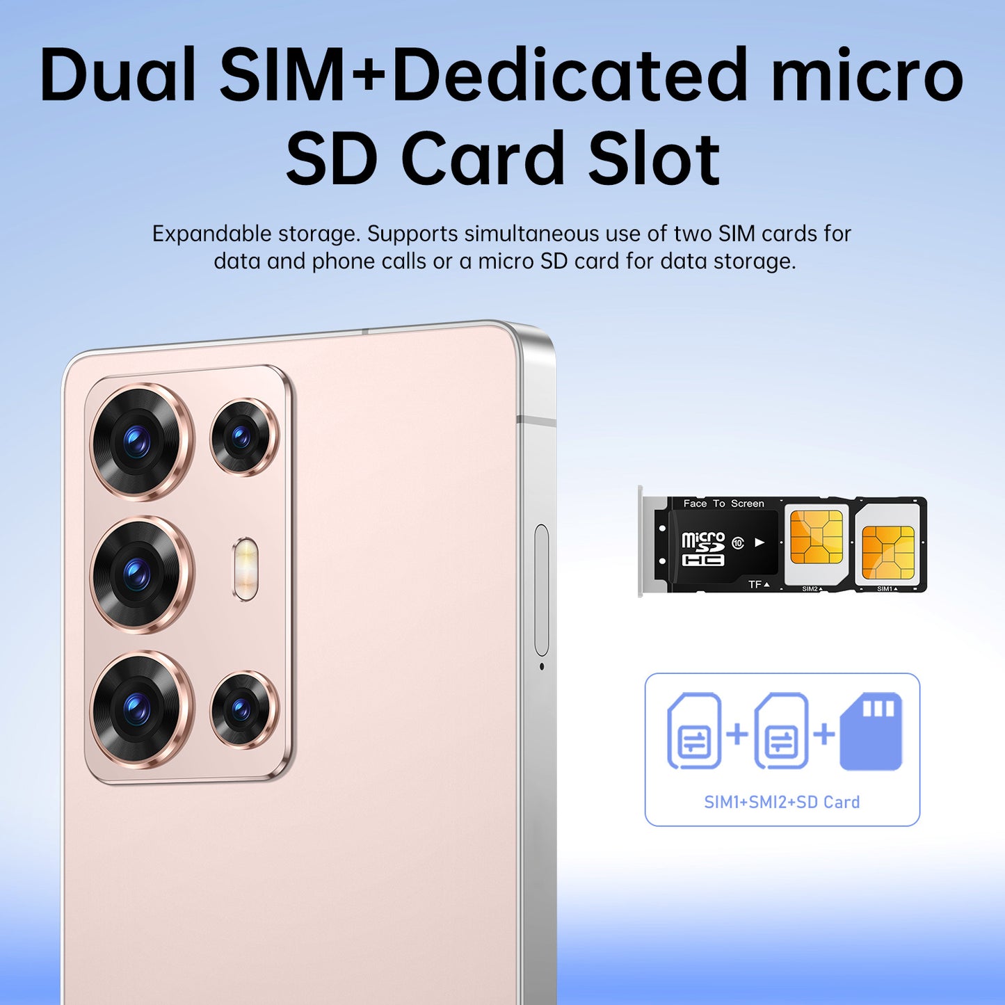2026 New S25 Intelligent Android Phone | 6.8-inch/3.5-inch, 5G Unlocked Large Screen, Dual 13MP+48MP Camera, USB Type-C Charging, Dual SIM Slots, Includes Stylus, Headphones, Data Cable, Phone Case, Screen Protector | Ideal f