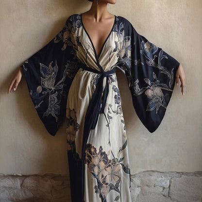 Sleeveless Printed Dress | European and American Spring/Summer New Slim Fit Long Skirt with Floral Pattern, Deep V Neck, Breathable Comfortable Casual Style, Ideal for Daily Vacation and Cross-Border .