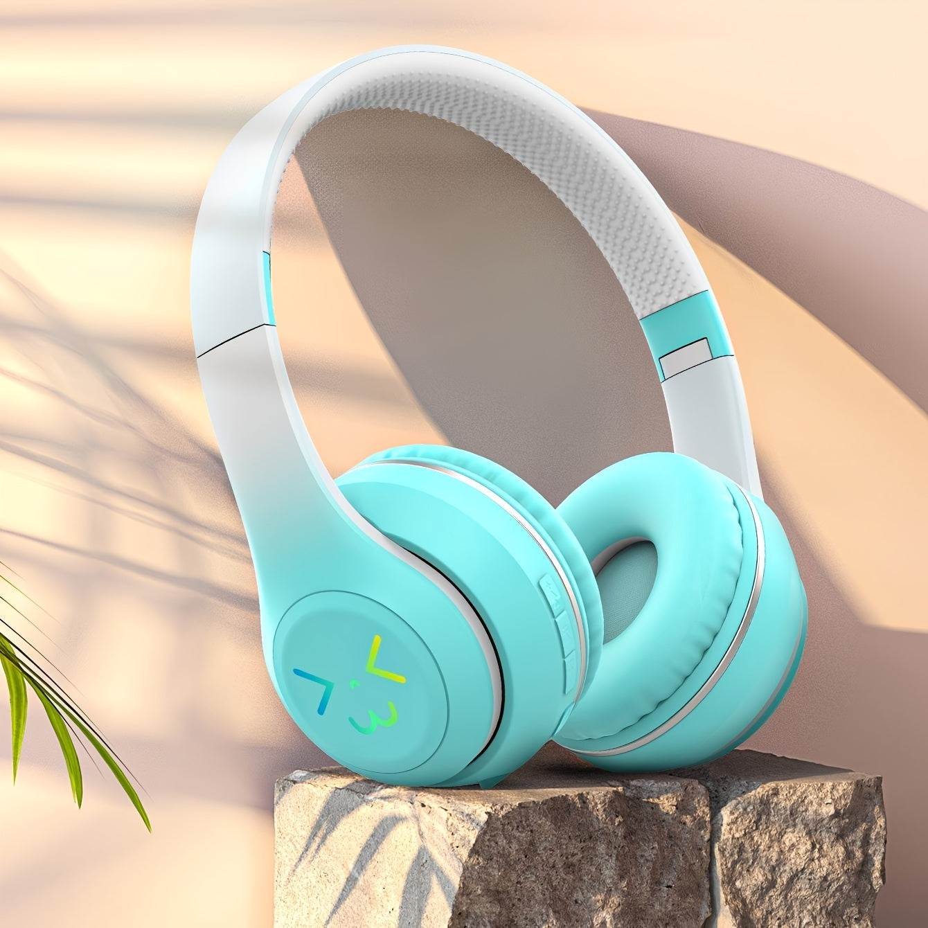 GENAI GT-630 Wireless Headset with LED Colorful Aura Lights, HiFi Stereo, Active Noise Reduction, Ultra-Long Battery Life, Low Gaming Latency, Foldable Design for Mobile Phones, Computers, Gaming, Work, Study, and Travel - Id