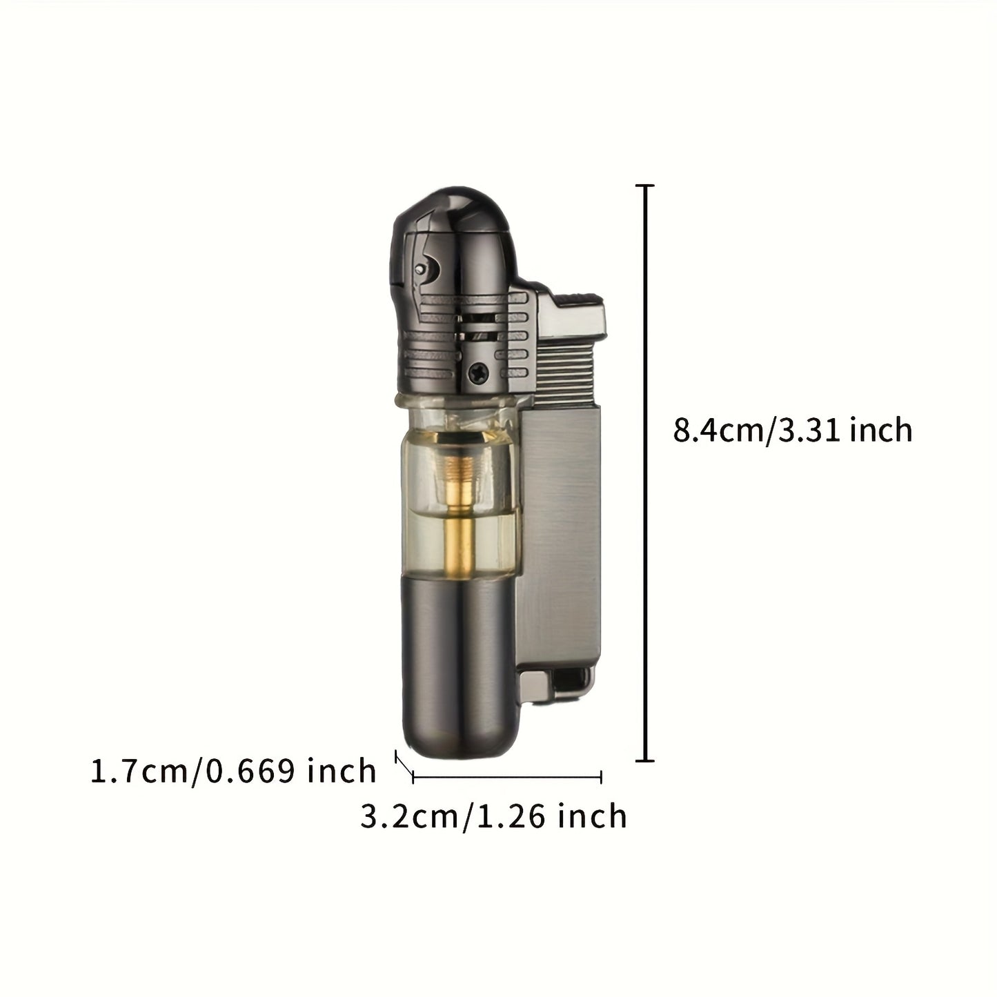 This Is a Windproof Inflatable Lighter Designed with a Creative Transparent Gas Box And a Round Machine, Featuring a Cover And No Butane