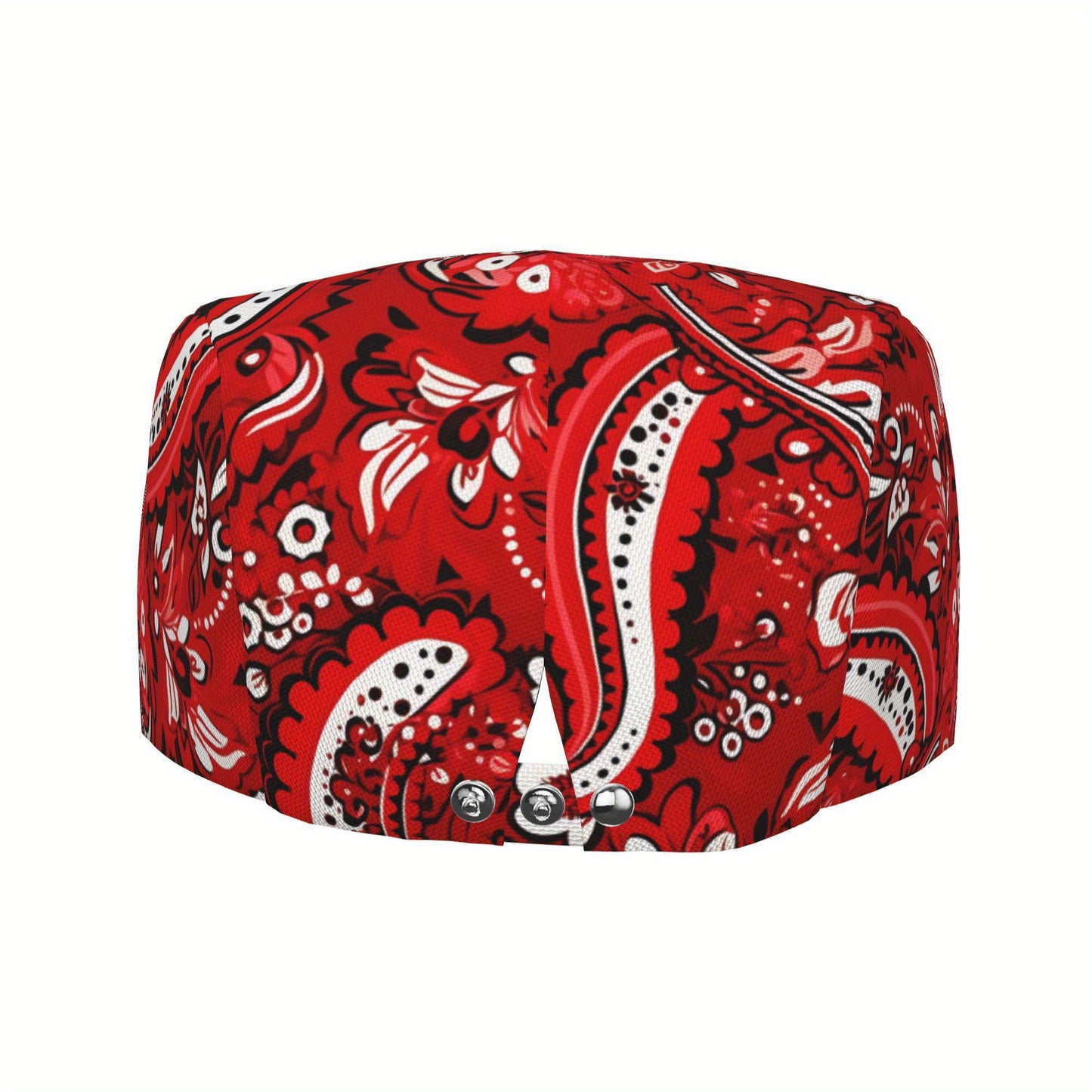 1pc Vintage Red Paisley Flat Cap - Full-Width Printing, Adjustable Strap for Men & Women, Lightweight Irish Newsboy Beret Ivy Cabbie Hat - Formal, Casual, Themed Events - Christmas, Graduation, Football Games - Easy-Care Poly