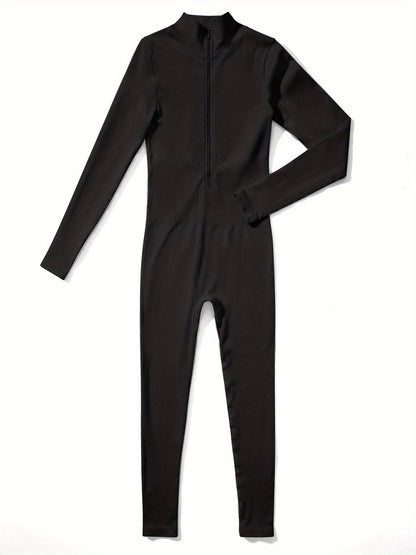 OMKAGI Women's Jumpsuit - Long Sleeve Front Zipper Onesie, Slim Fit Ribbed Tights, Warm Winter Pants, Machine Washable Solid Color Outfit, Elastic Breathable Jumpsuits for Fall/Winter (Casual & Dressy)