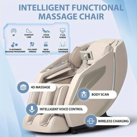 4D Full Body Massage Chair: Zero Gravity Massage Recliner SL Track with, 15 Massage Modes, Massage, Deep Tissue Massage, Modern Recliner, Sturdy Frame, Premium Upholstery, Multimode Massager, Heated Massage Chair, Office Work