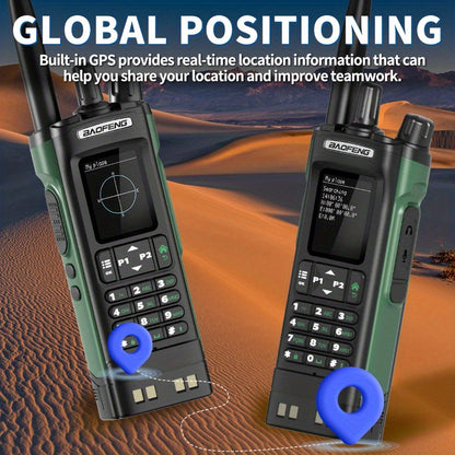 Baofeng UV-32 10W GPS Two-Way Radio, U/ V Cross-Band Repeater, NOAA Weather Alert, Long Range UHF Handheld Walkie-Talkie Suitable for Hobbyists, Outdoor Activities, Camping, Hiking, Emergency Communication Equipment, Camping