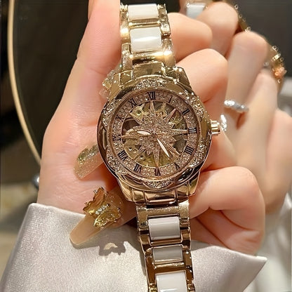 Fashionable Women'S Watch with Sunflower Design, Suitable for Swimming And Daily Wear.