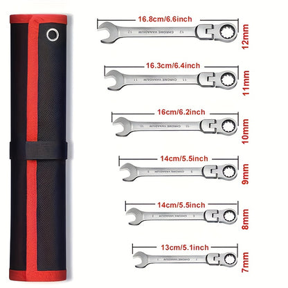 7mm-12mm, 6pcs dual-use wrenches, ratchet wrenches, hand tool wrench sets, universal car wrenches, car repair tools