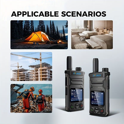 4G LTE Smartphone-like Walkie Talkie with Local SIM Card - No Monthly Fee, Unlimited Range, Global Compatibility (2.4G/3G/4G/5G), Noise-Canceling Mic & Clear Audio, - for Outdoor, Construction, Events, Large Groups (World