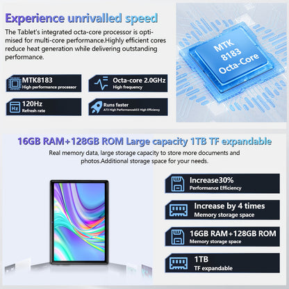 Latest Tablet Android 13 Tablet, 5G/2.4G WiFi6 BT 5.0, 16GB RAM+256GB ROM+1TB Expand Octa-Core Tablets PC, 2in 1 Tablet with Keyboard Mouse Case Stylus, Powerful Octa-Core+13MP+8MP Camera, 1280*800 IPS HD Screen, Black